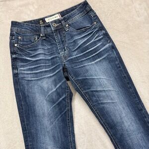 Departwest Jeans Men's 27 Trouper Straight Leg Whiskered Dark Wash Stretch Denim